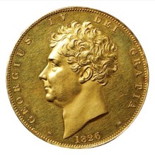 ジョージ4世 5ポンド金貨 1826年 表